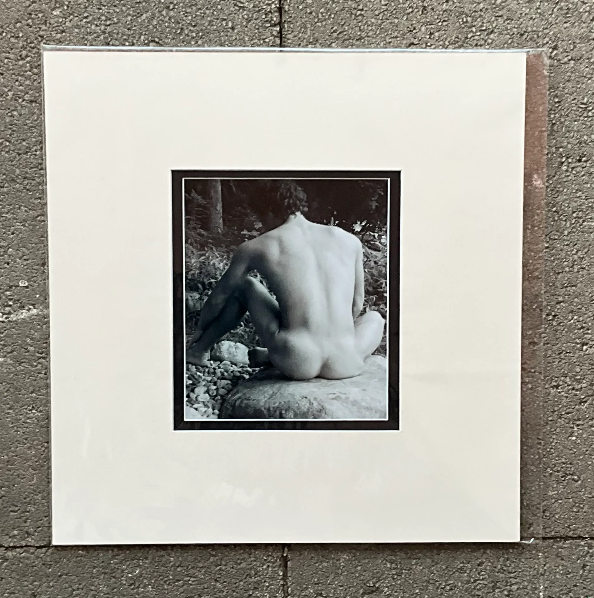 Vintage Boho Original Nude Photograph of Man - Paper, 17.5W x 19.5H - Detail view