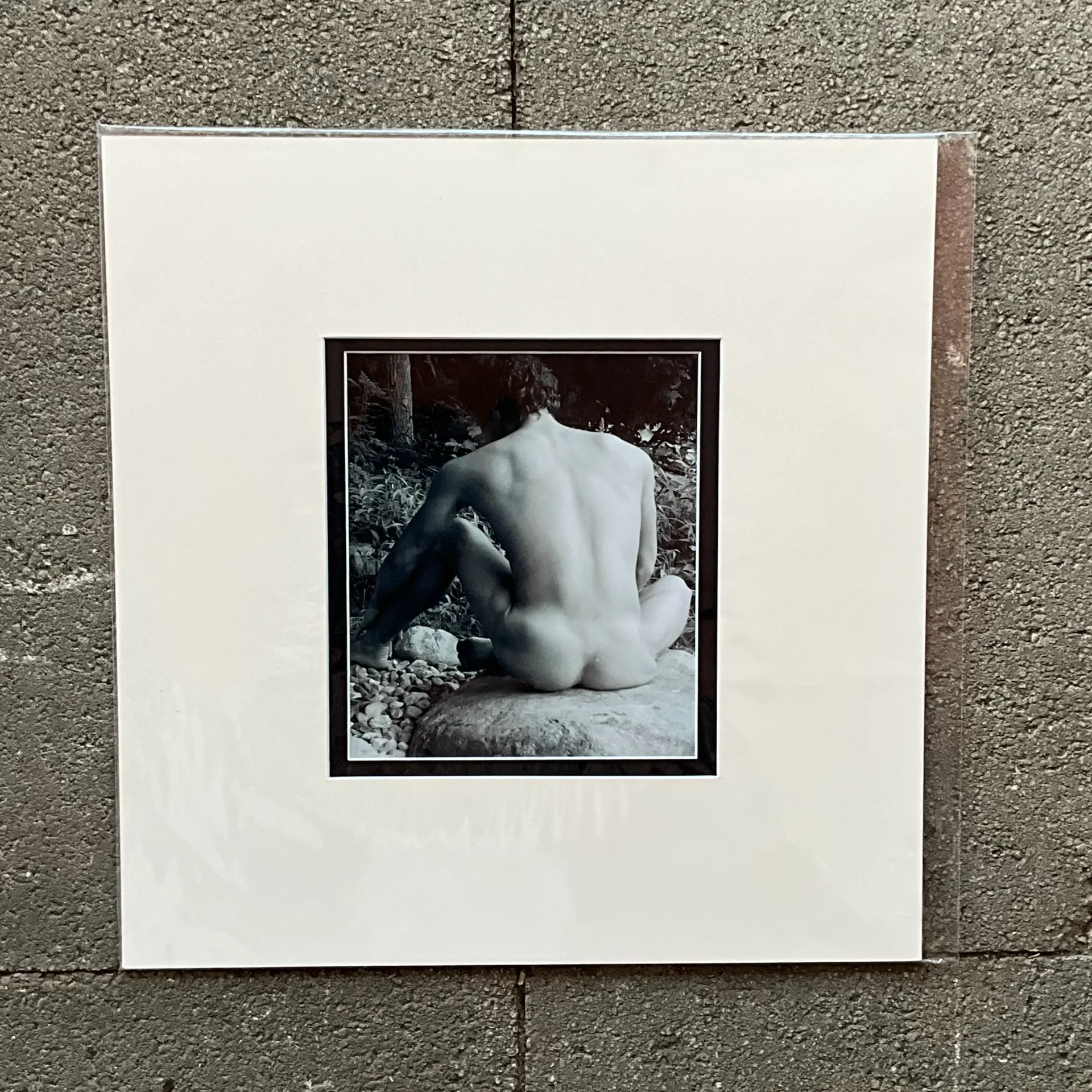 Vintage Boho Original Nude Photograph of Man - Paper, 17.5W x 19.5H - Back view