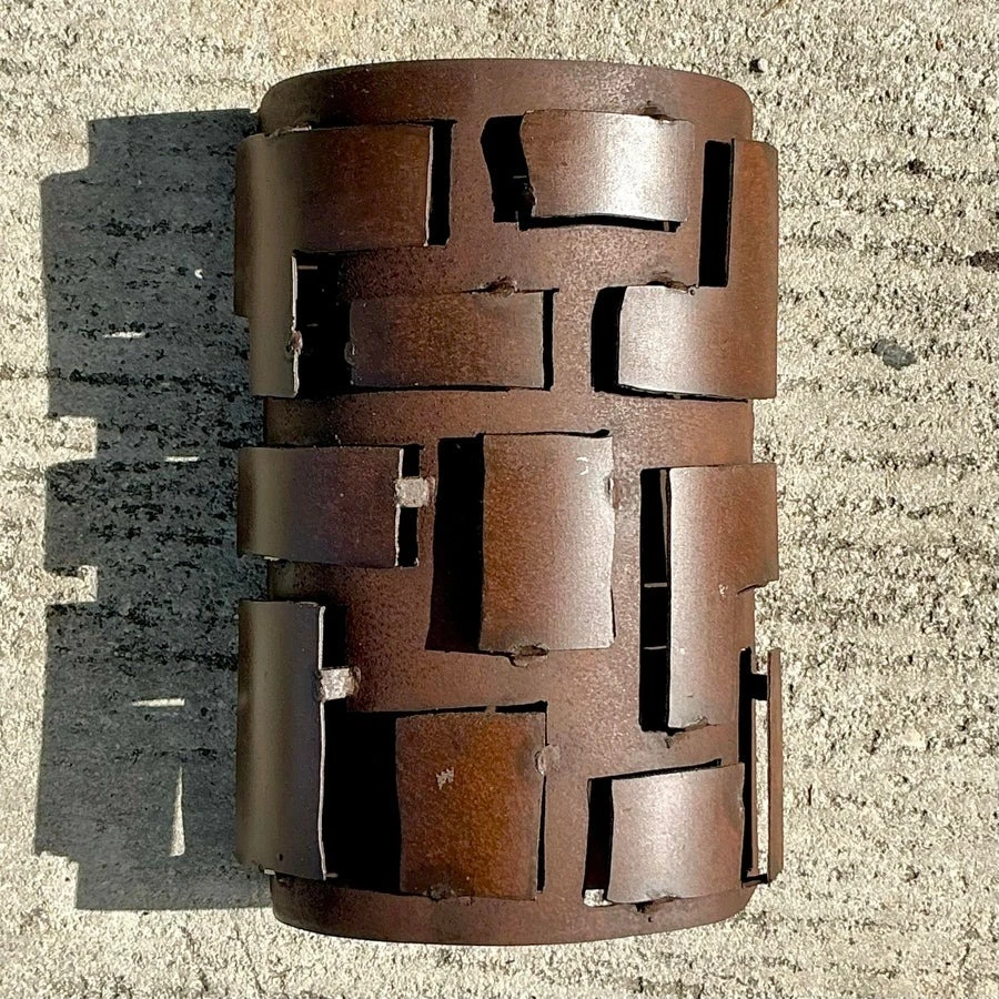 Vintage Boho French Brutalist Wall Sconce - Top view
