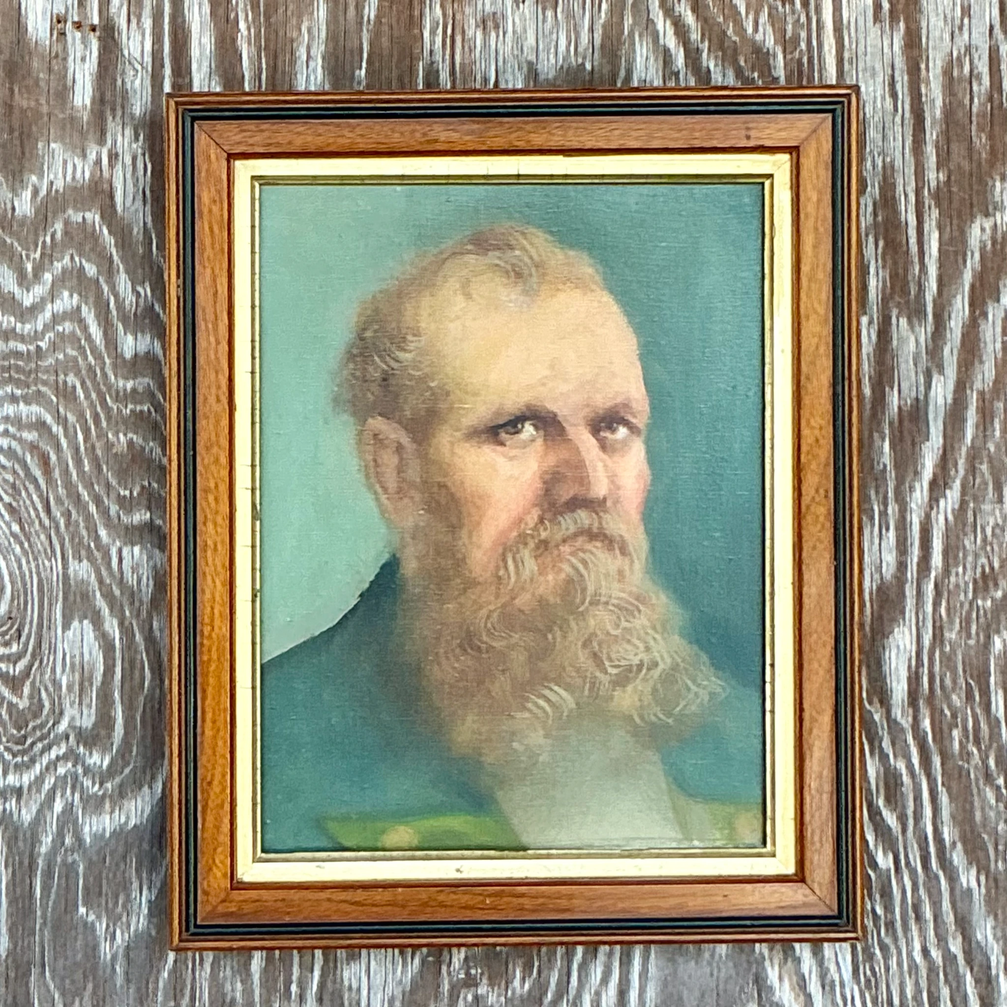 Vintage Boho Original Oil Portrait on Canvas - Back view