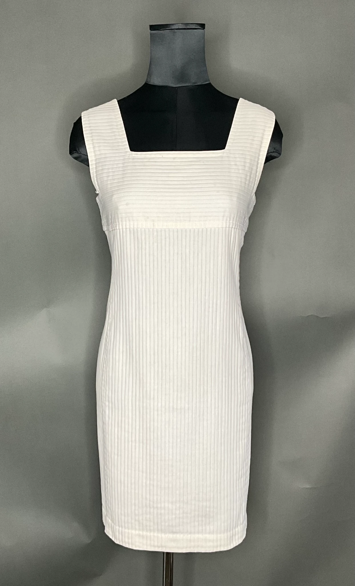 Vintage Courreges White Ribbed Dress  - Detail view