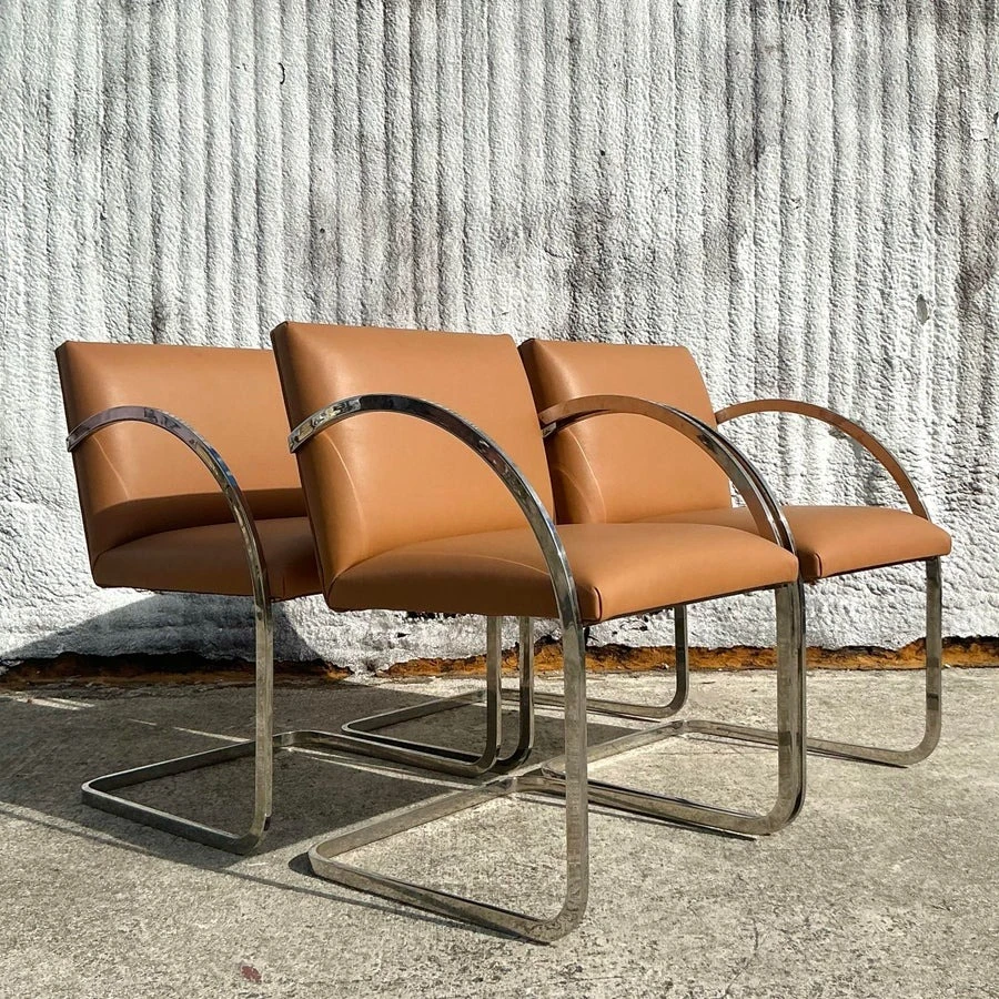 Vintage Boho Brueton Flat Bar Dining Chairs After Brueton- Set of 4 - Side view