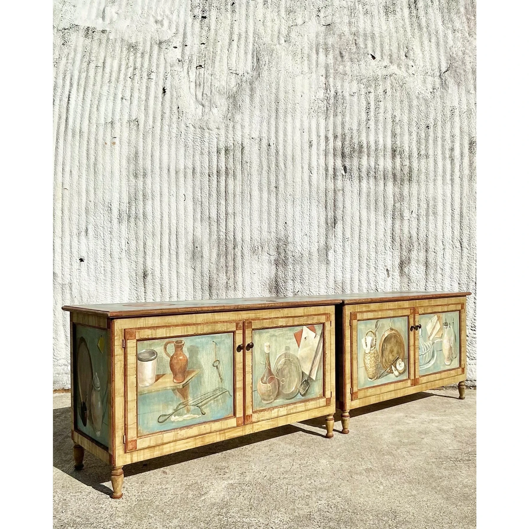 Late 20th Century Vintage Regency Hand Painted Cabinet - Side view