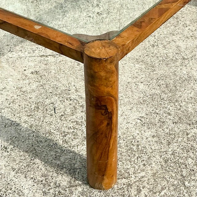 Vintage Boho Italian Burl Olive Wood Coffee Table - Top view