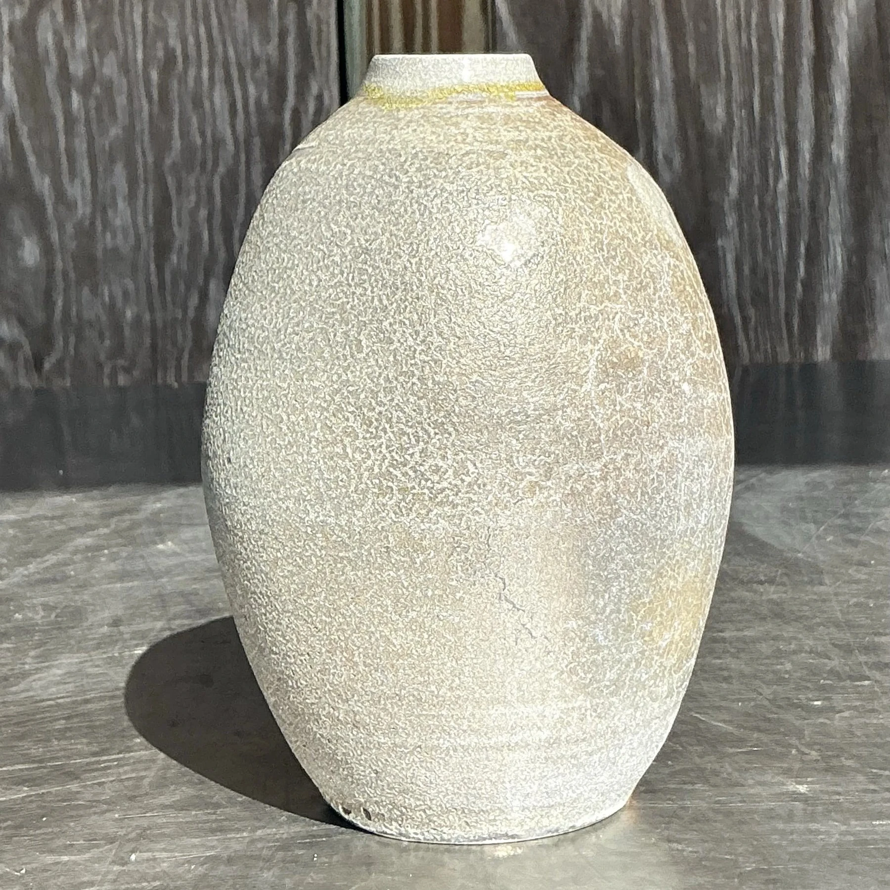 Vintage Boho Studio Pottery Vase - Ceramic, 3.75W x 5.75H - Side view