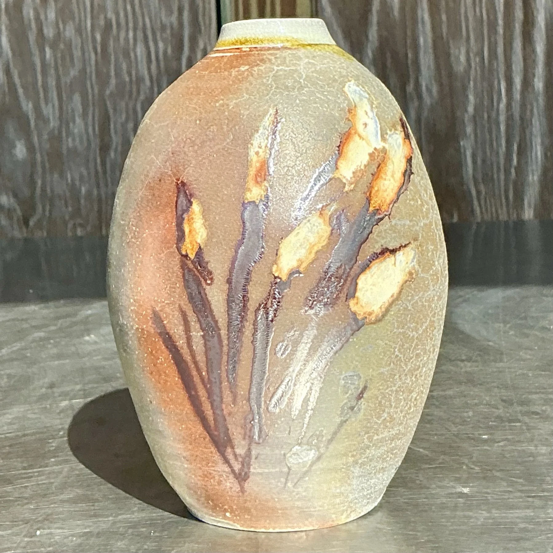Vintage Boho Studio Pottery Vase - Ceramic, 3.75W x 5.75H - Detail view