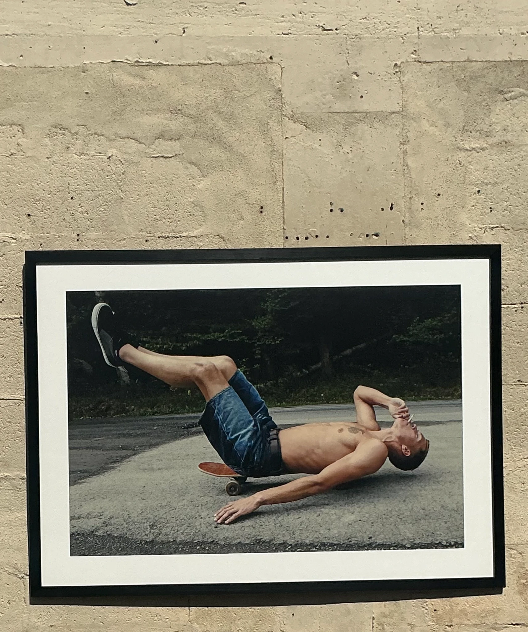 Vintage Boho Original Photograph of Skateboarder  - Top view