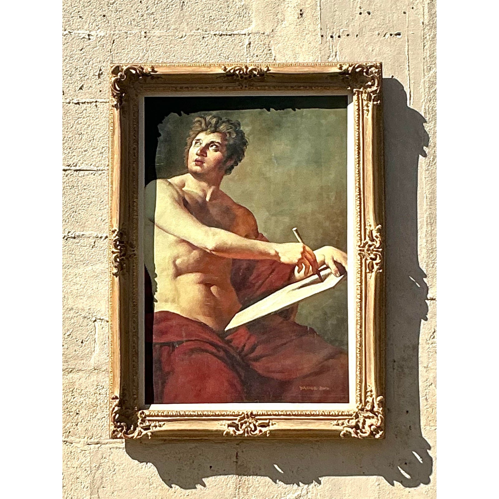 Regency Style Original Figurative Oil on Canvas Painting, Framed - Top view