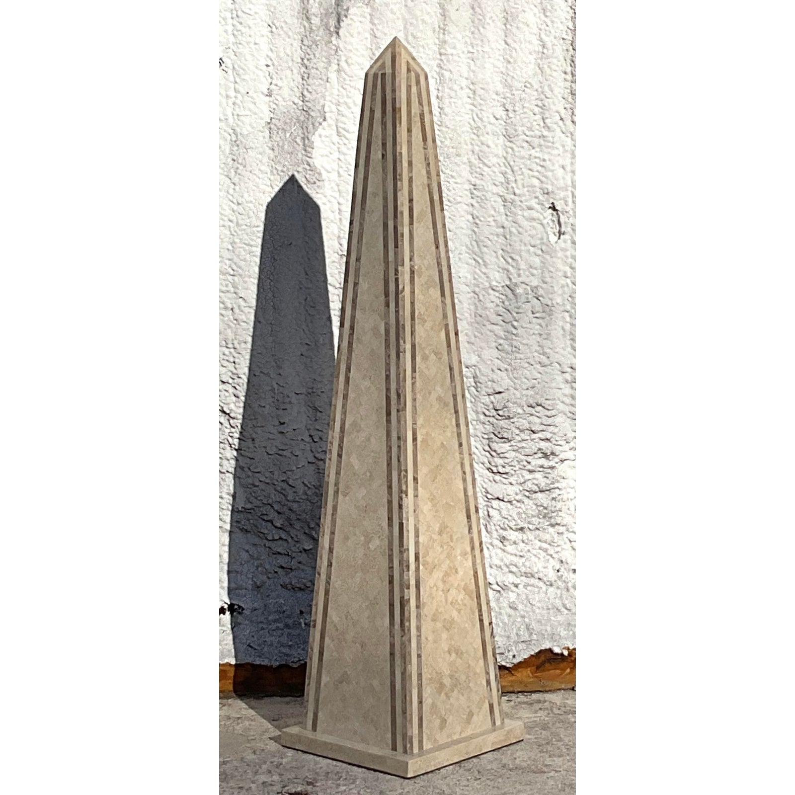 Vintage Boho Monumental Tessellated Stone Obelisk - Detail view