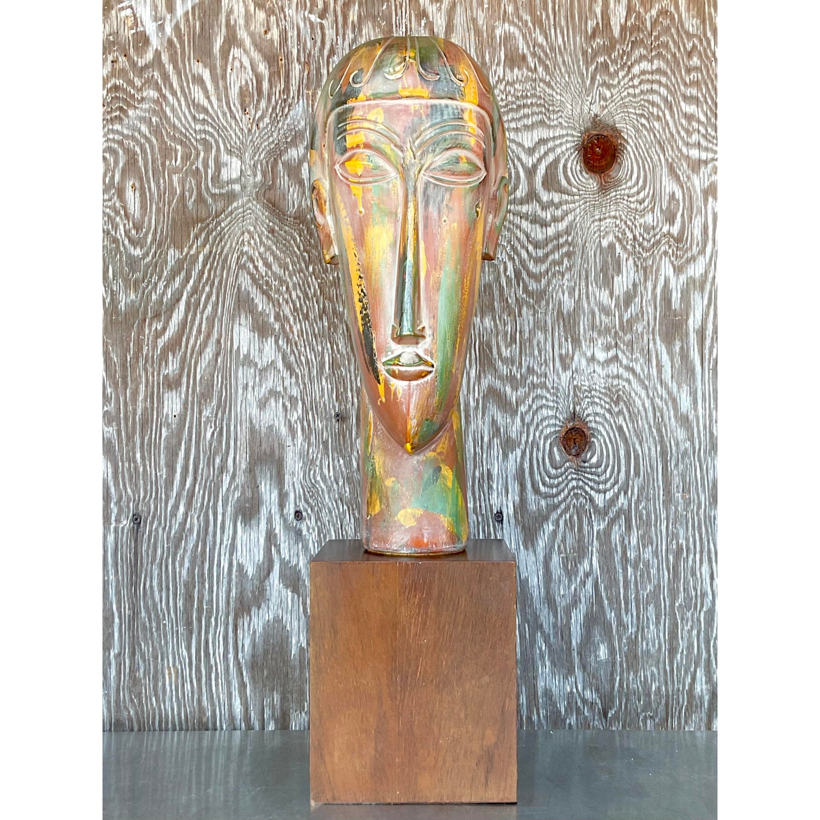 Vintage Boho Plaster Bust After Modigliani - Detail view