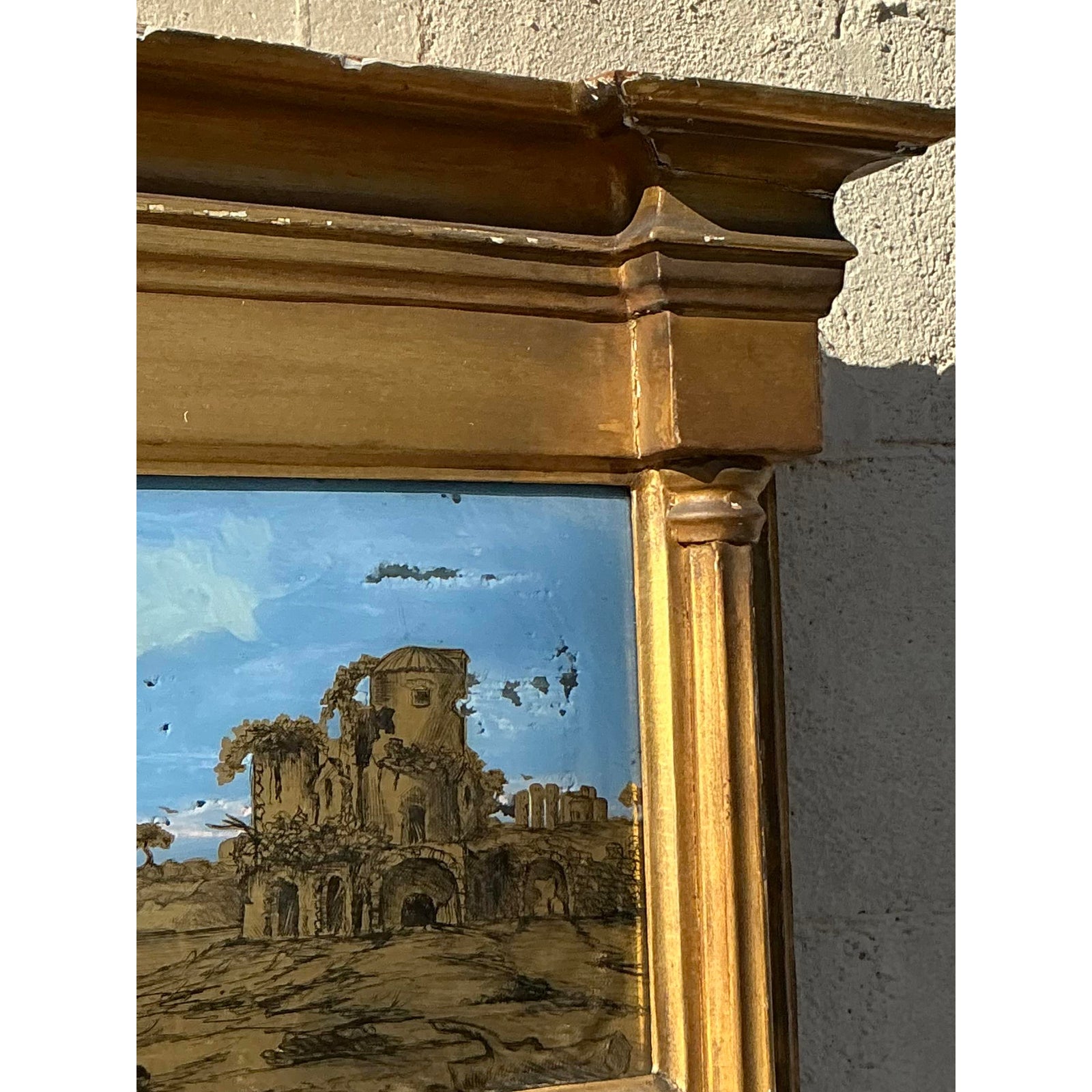 Vintage Regency Gilt Eglomise Mirror - Back view