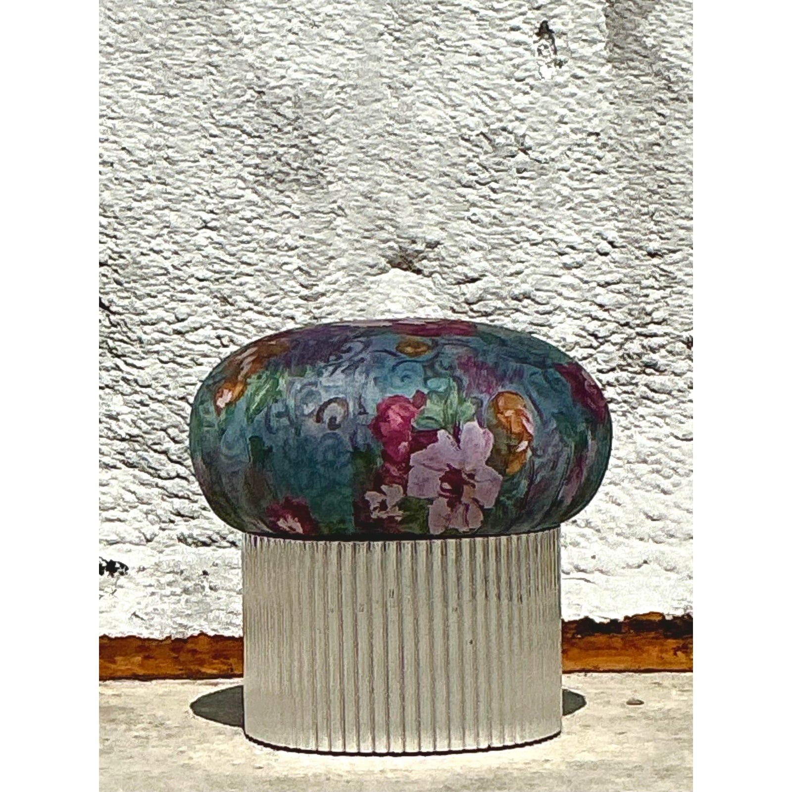 Vintage Boho Swivel Ottoman After Thayer Coggin - Top view