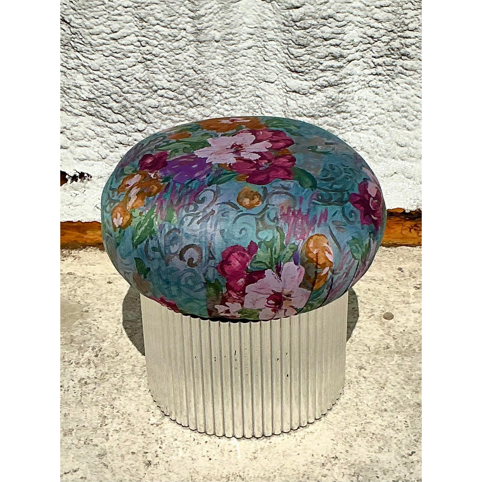 Vintage Boho Swivel Ottoman After Thayer Coggin - Detail view