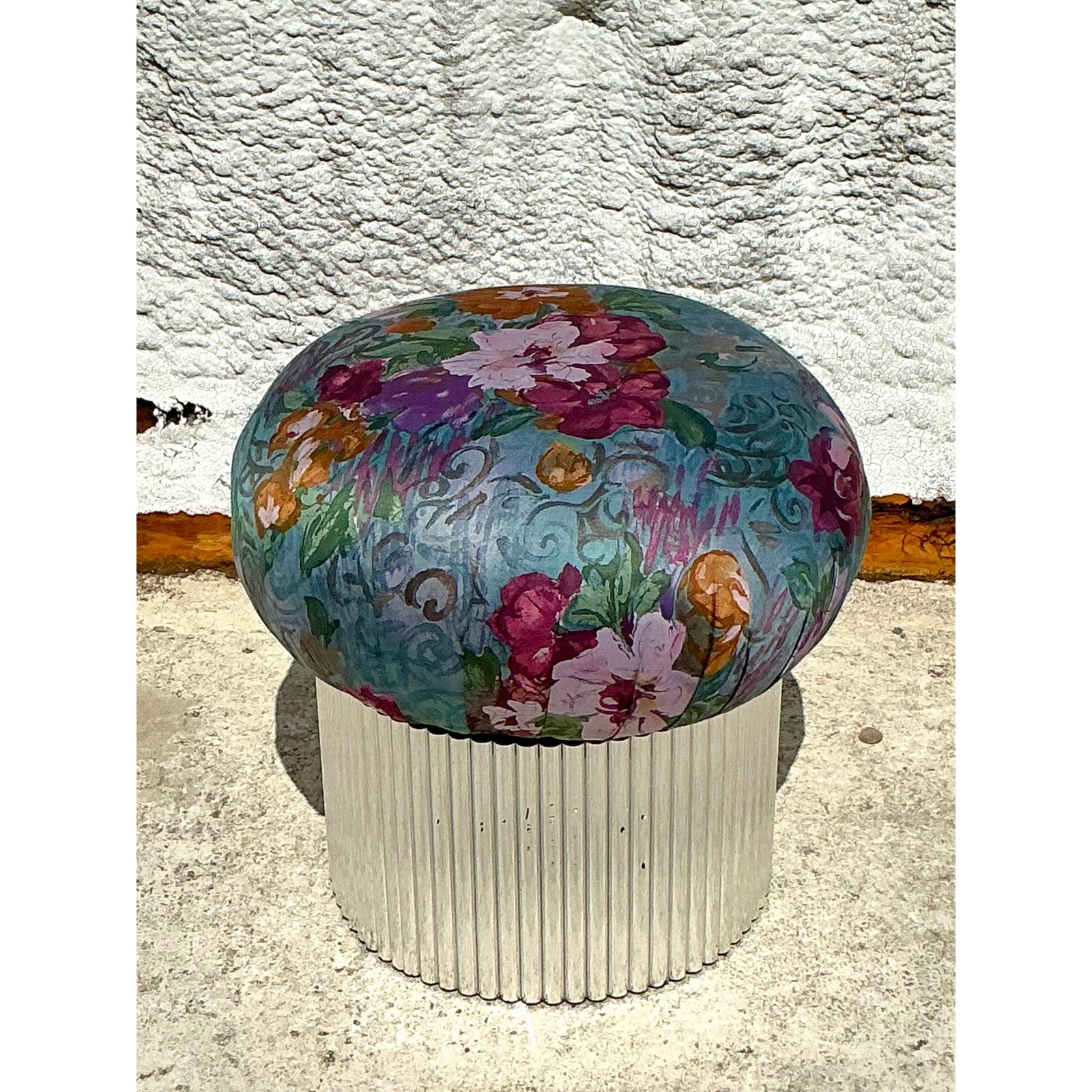 Vintage Boho Swivel Ottoman After Thayer Coggin - Back view