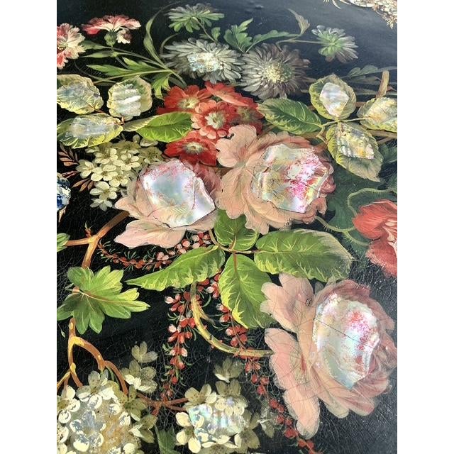Vintage Regency Inlay Mother of Pearl Side Table - Side view