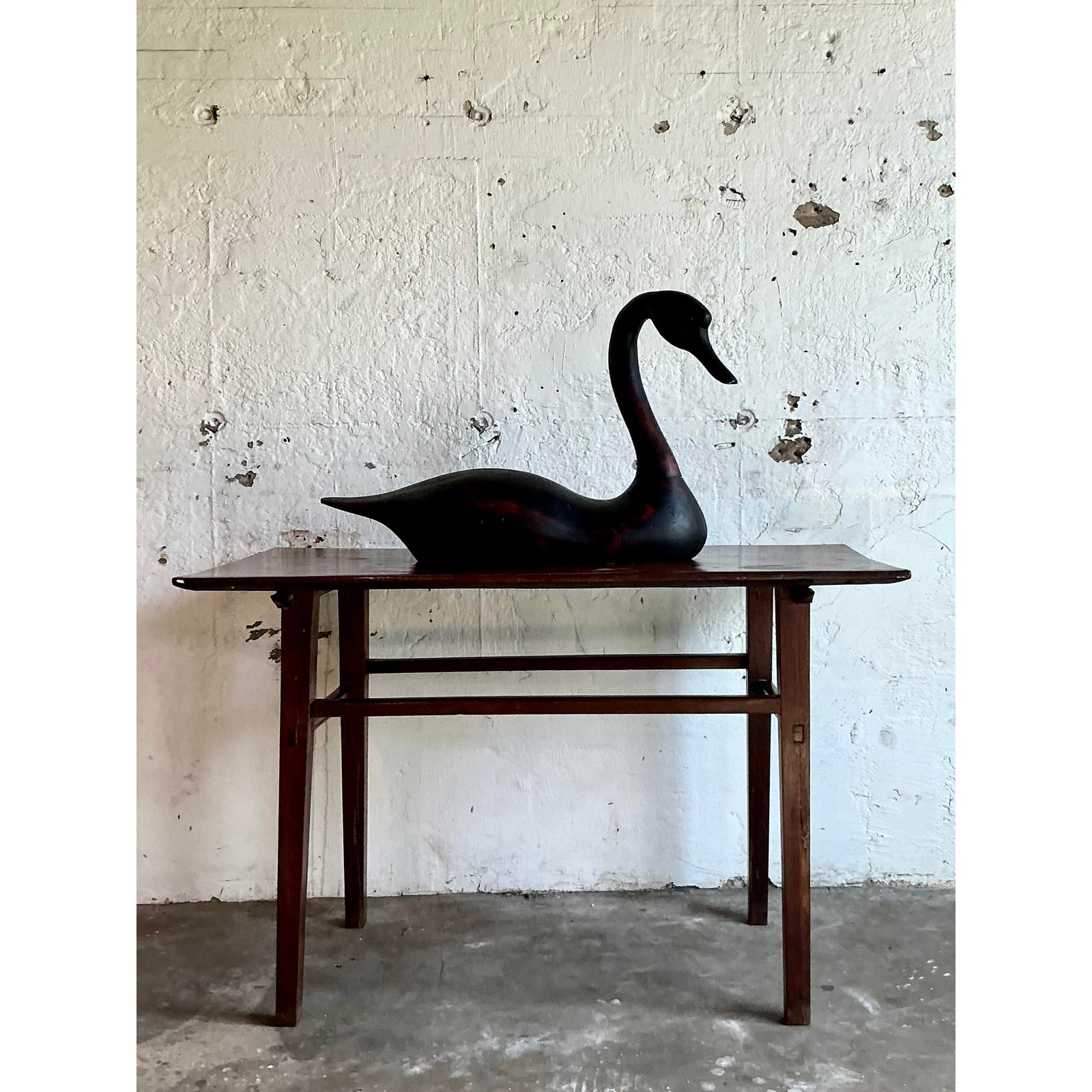 Vintage Boho Life Size Swan Decoy - Back view