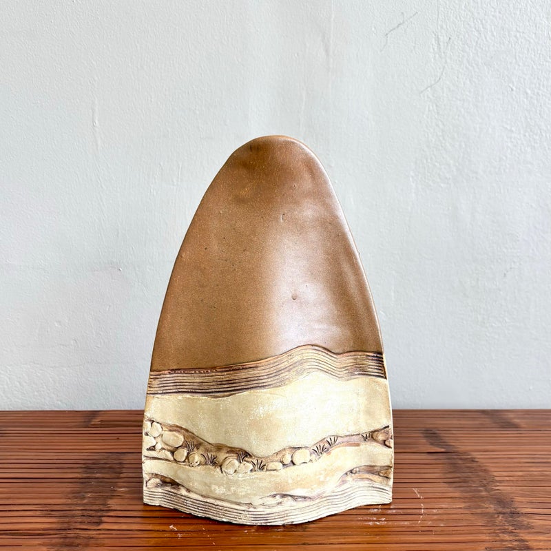 Vintage Boho Rustic Studio Pottery Vase - Side view