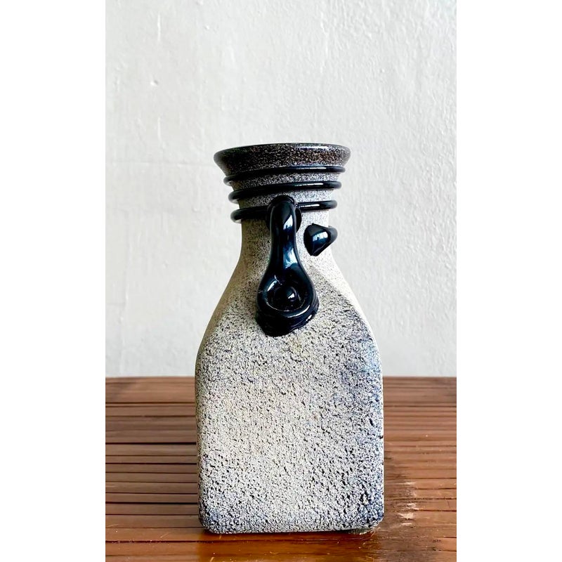 Vintage Boho Studio Pottery Vase - Ceramic, 5W x 6.5H - Back view