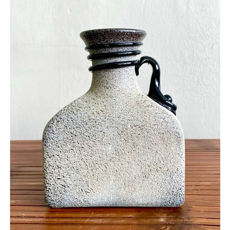 Vintage Boho Studio Pottery Vase - Ceramic, 5W x 6.5H - Side view