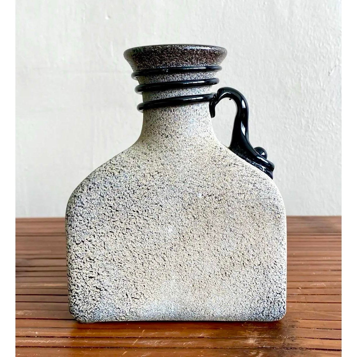 Vintage Boho Studio Pottery Vase - Ceramic, 5W x 6.5H - Detail view