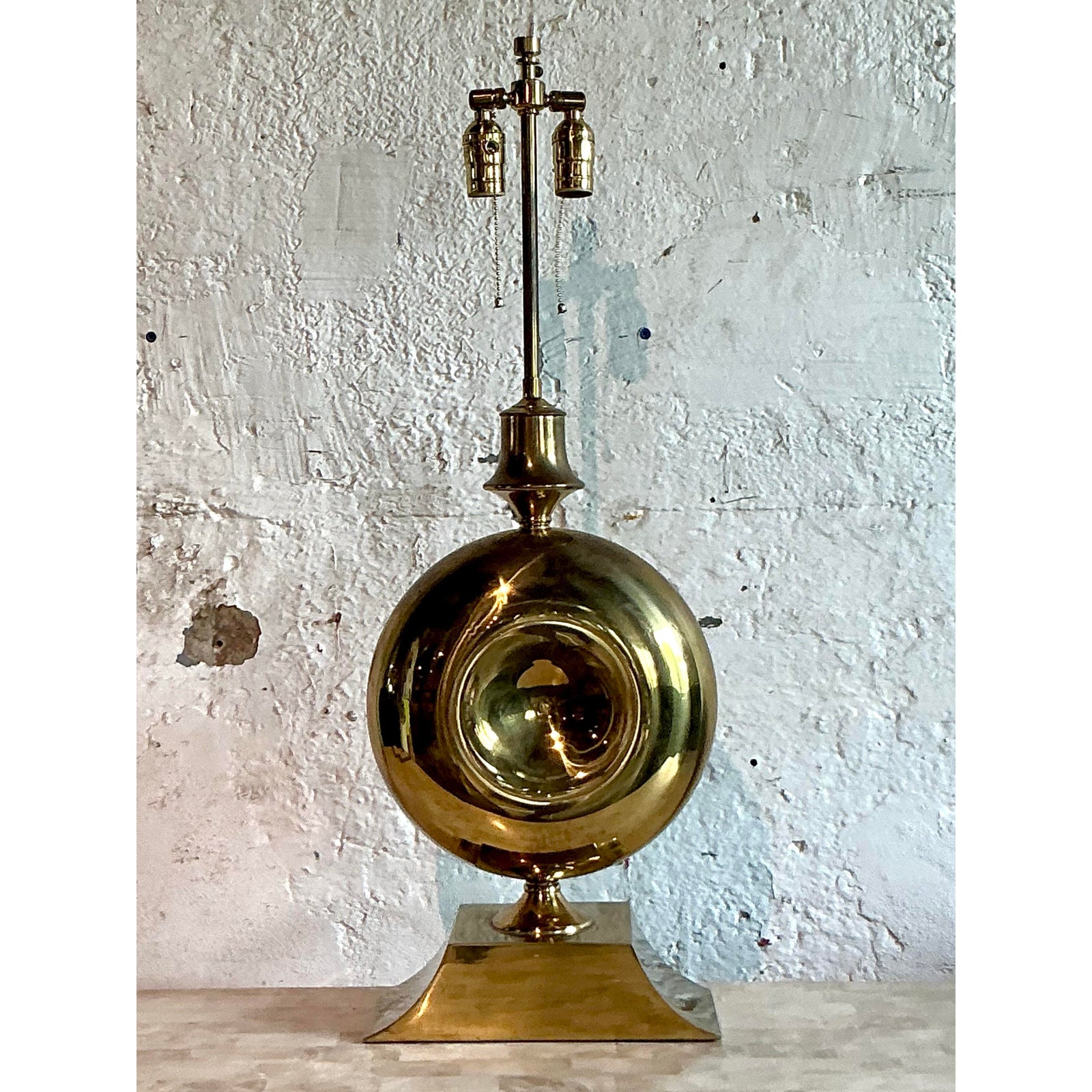 Vintage Boho Polished Brass Lamps - Side view
