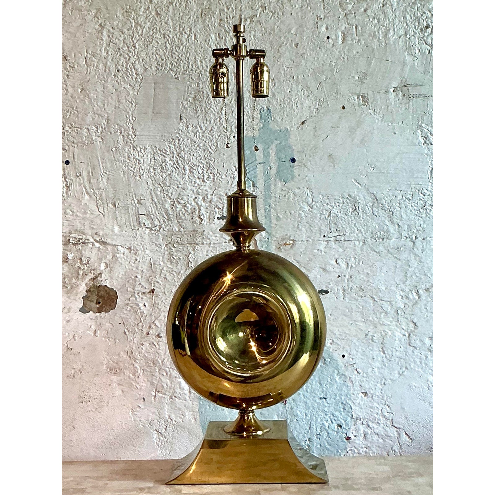 Vintage Boho Polished Brass Lamps - Top view