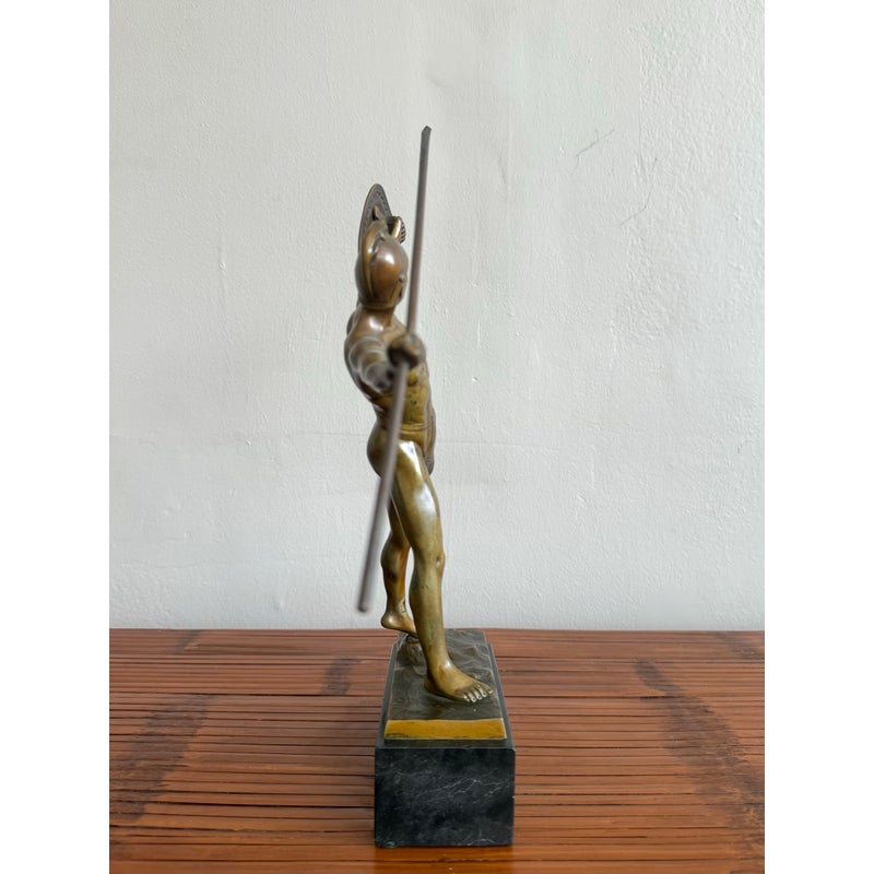 Vintage Bronze Gladiator Figure Statue - Back view