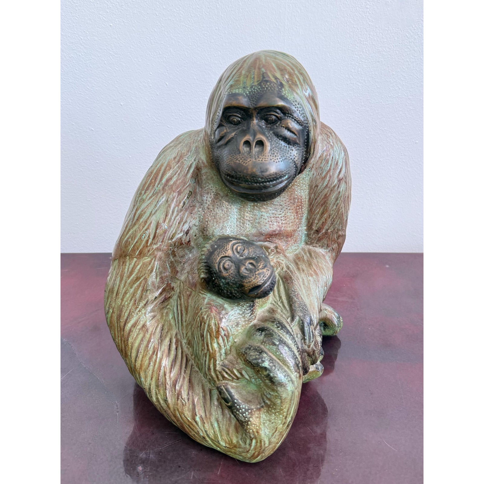Vintage Boho Sculpture Bronze Monkey - Detail view