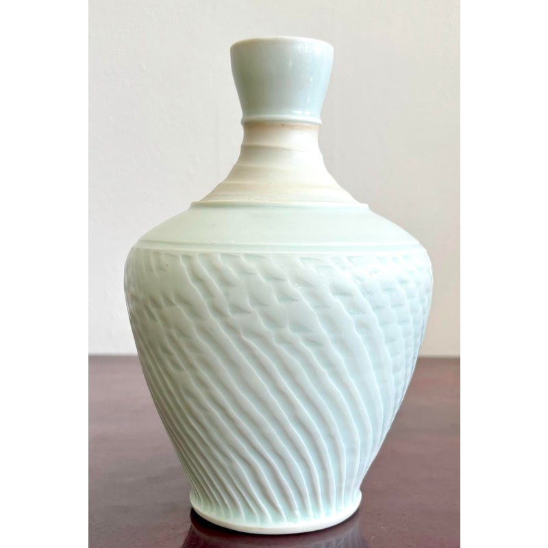 Vintage Boho Original Studio Pottery Textured Vase - Detail view