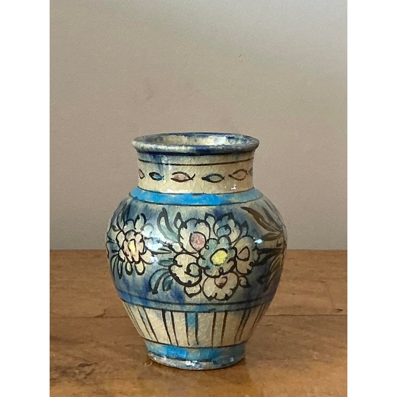 Vintage Boho Crackle Glaze Vase - Back view