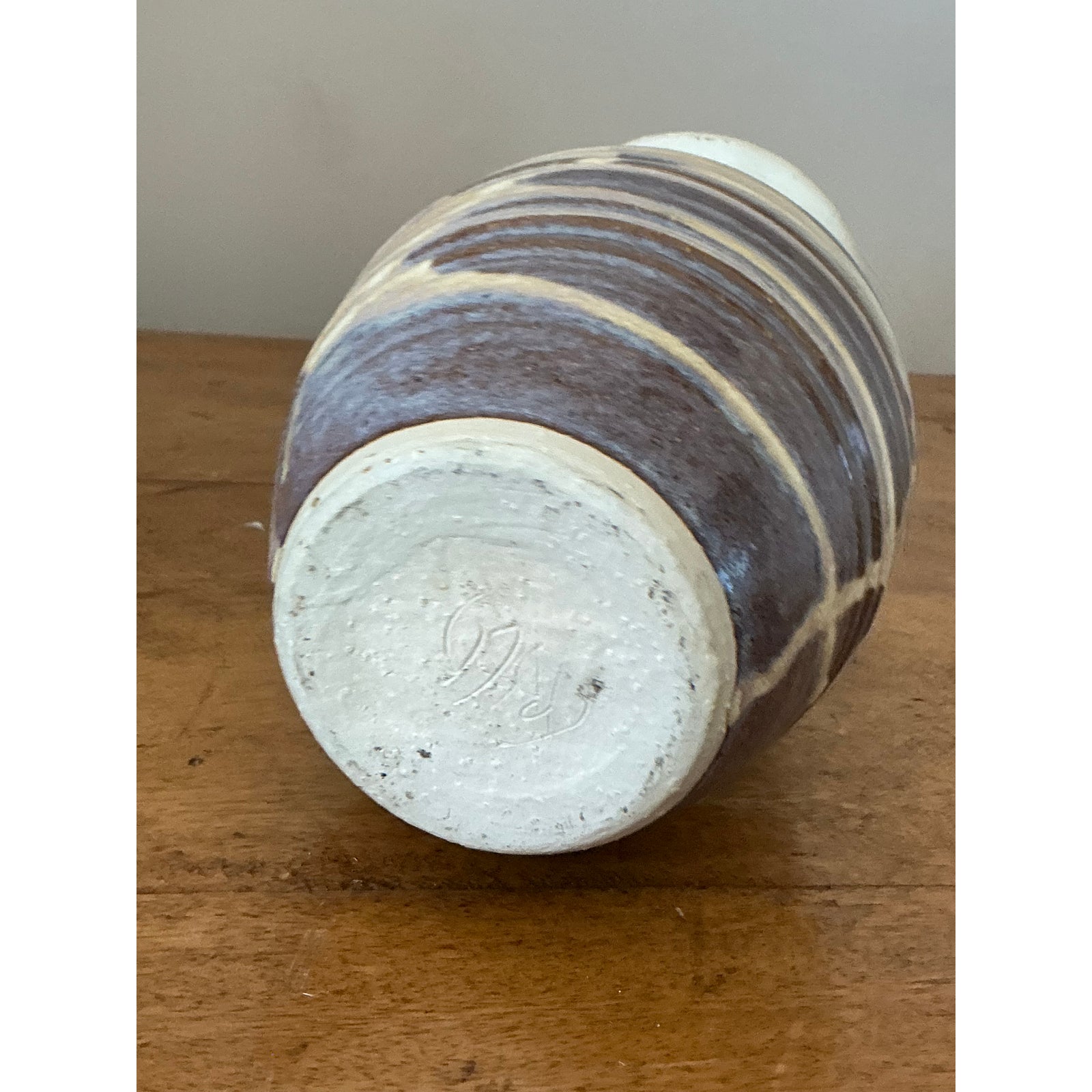 Vintage Boho Glazed Ceramic Vase - Ceramic, 5.5W x 9.5H - Detail view
