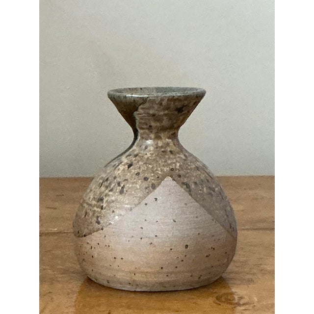 Vintage Boho Original Studio Pottery Vase - Ceramic, 3.75W x 4.75H - Detail view
