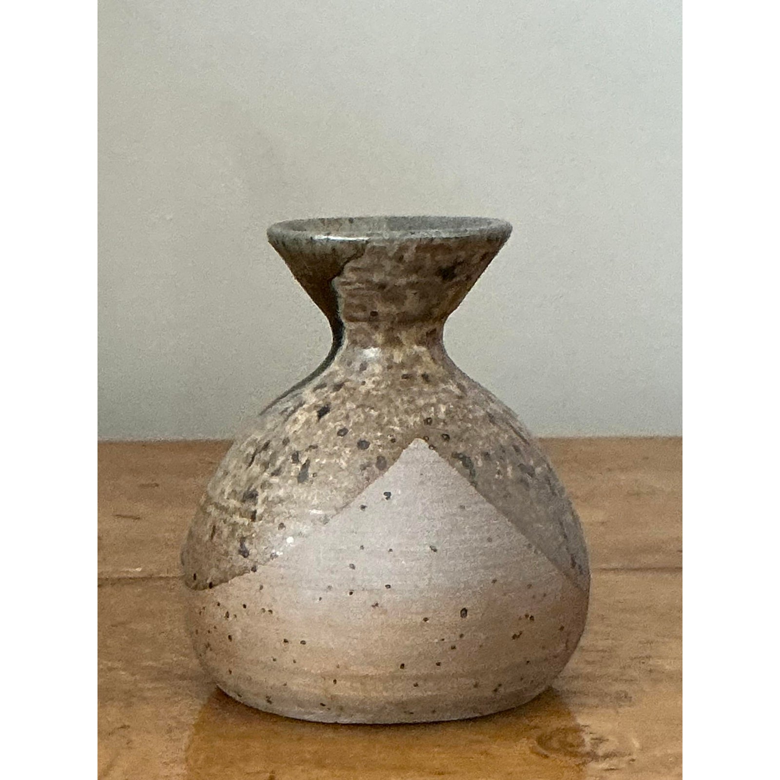 Vintage Boho Original Studio Pottery Vase - Ceramic, 3.75W x 4.75H - Back view
