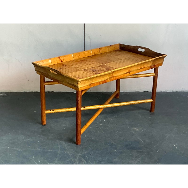 Vintage Coastal Patch Work Reed Coffee Table - Detail view