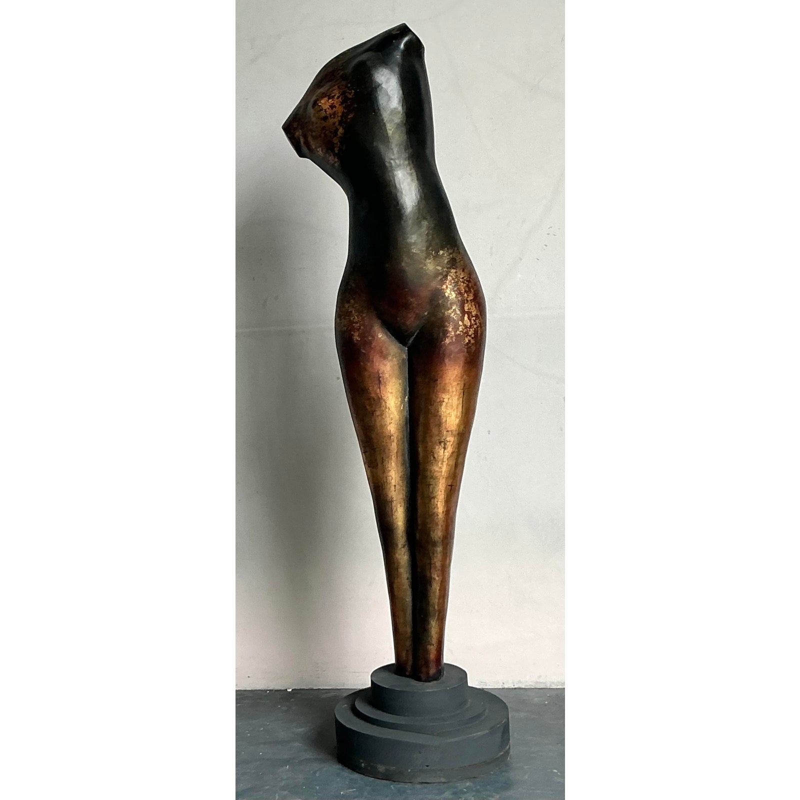 Vintage Boho Monumental Abstract Figurative Sculpture of Woman - Top view