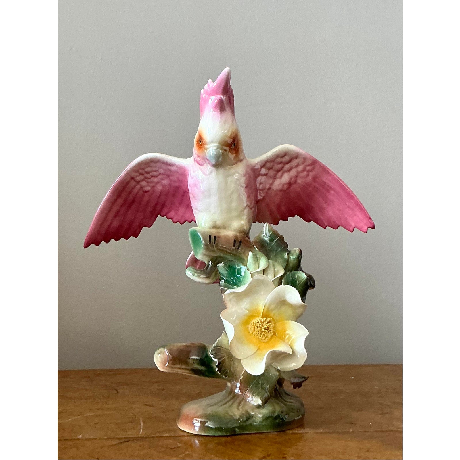 Vintage Regency Glazed Ceramic Bird - Ceramic, 10W x 11.25H - Detail view