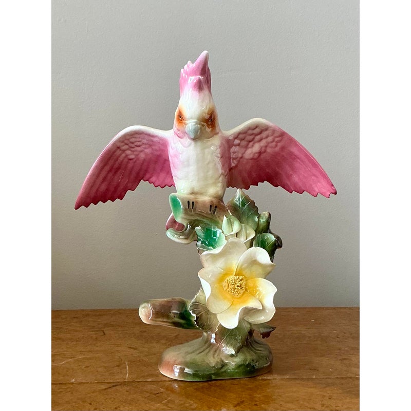 Vintage Regency Glazed Ceramic Bird - Ceramic, 10W x 11.25H - Side view