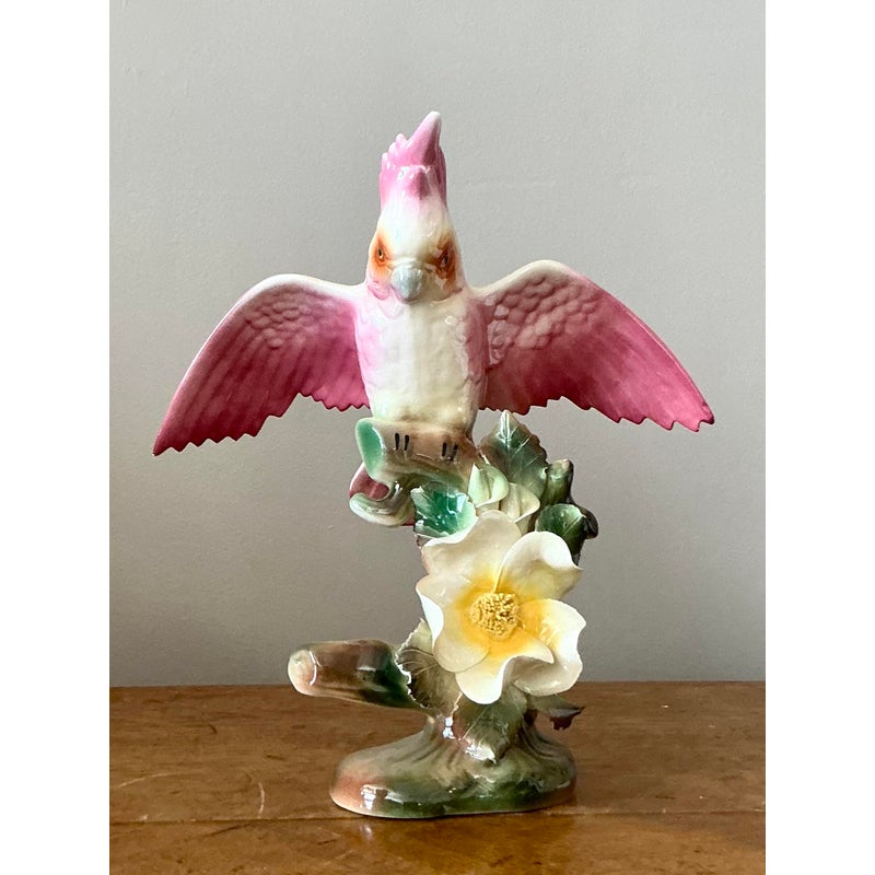 Vintage Regency Glazed Ceramic Bird - Ceramic, 10W x 11.25H - Top view