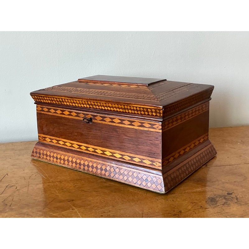 Vintage Boho 19th Century Marquetry Box - Side view