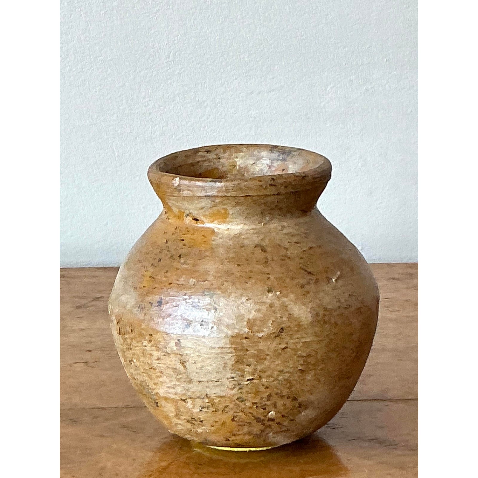 Vintage Boho Original Studio Pottery Vase - Ceramic, 5W x 5H - Side view