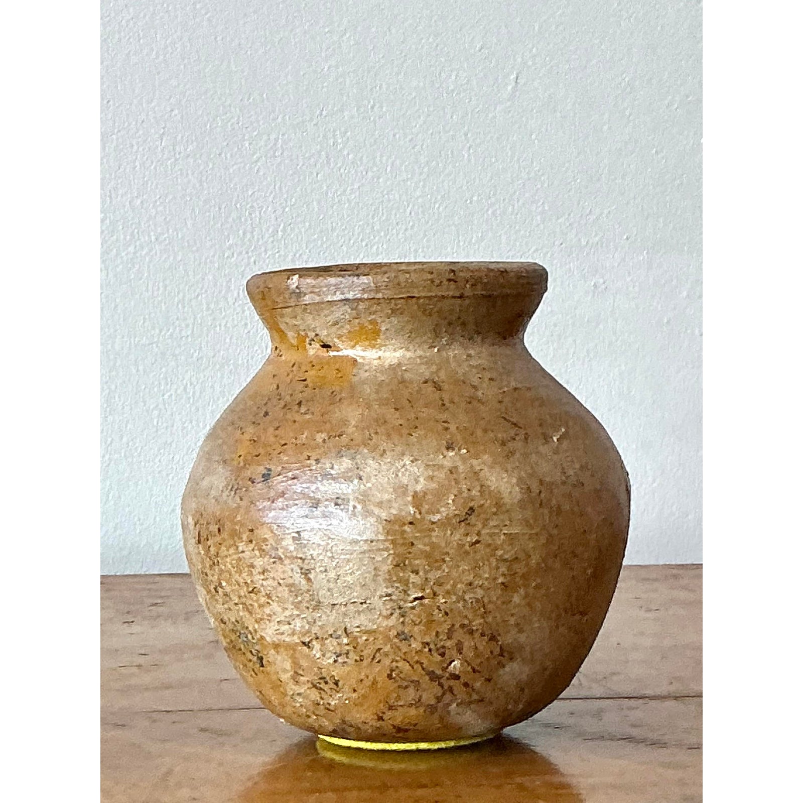 Vintage Boho Original Studio Pottery Vase - Ceramic, 5W x 5H - Top view