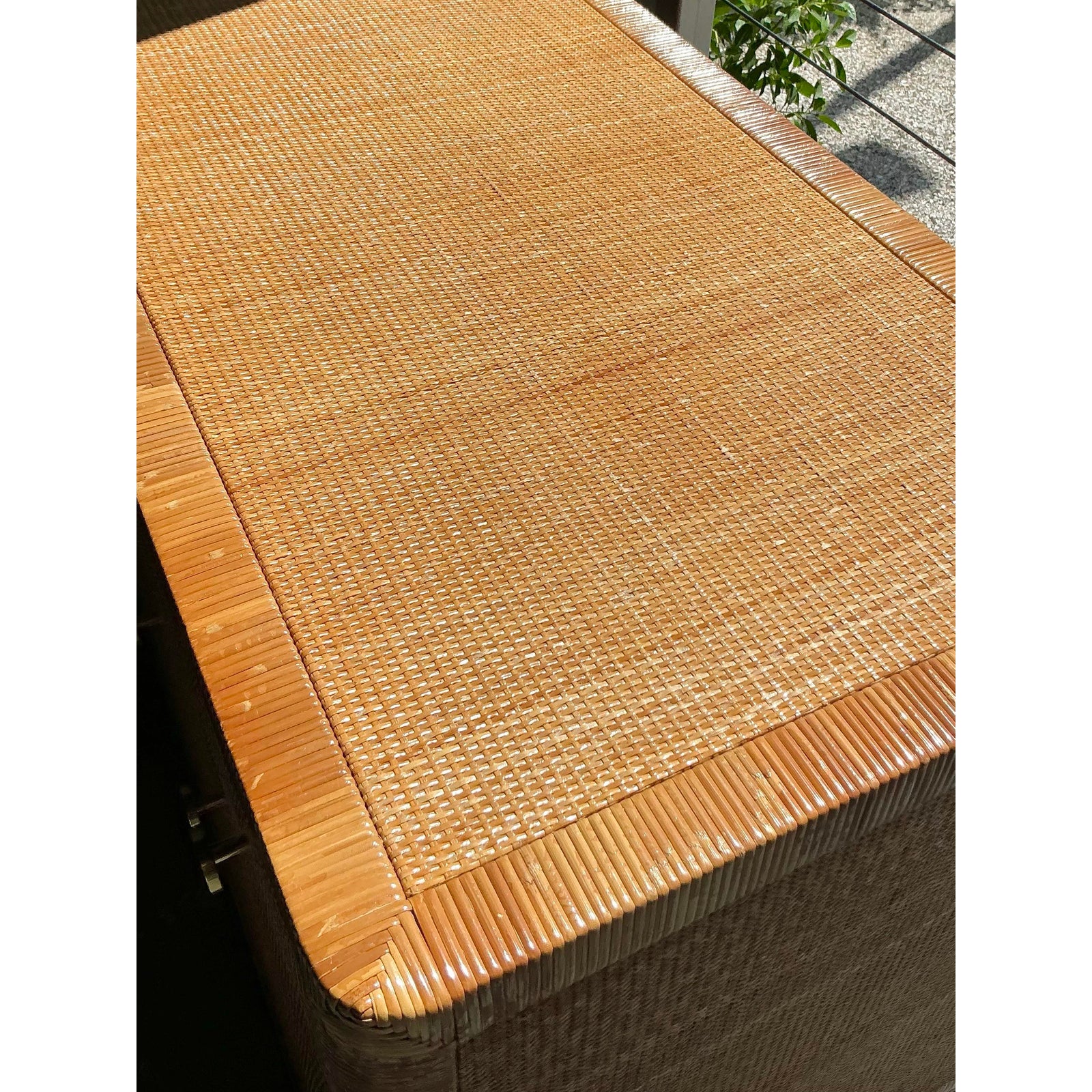 Vintage Boho Bielecky Brothers Wrapped Rattan Credenza - Top view