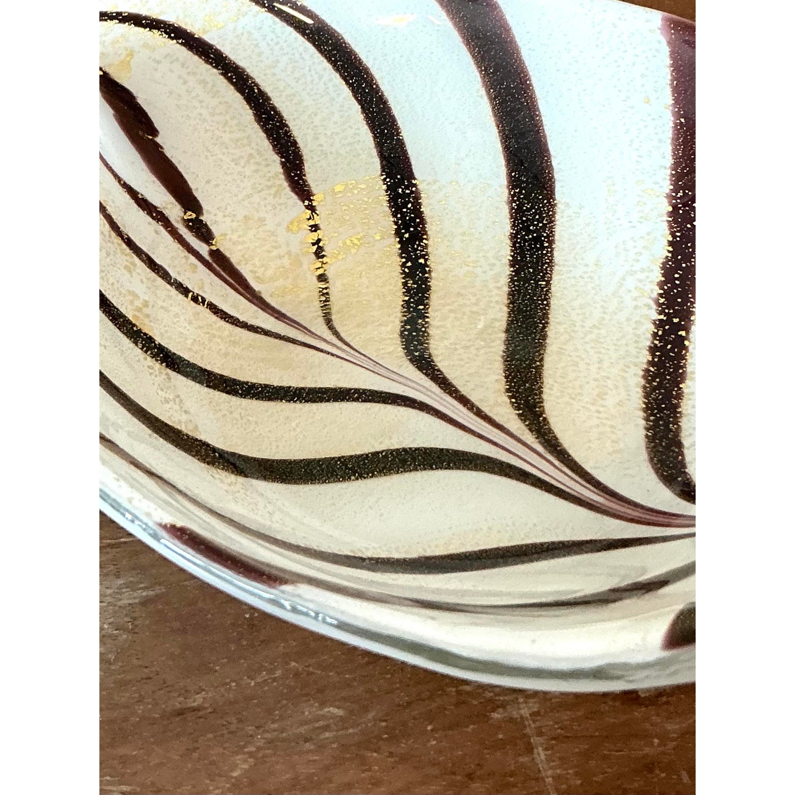 Vintage Italian Striped Glass Bowl After Murano - Top view