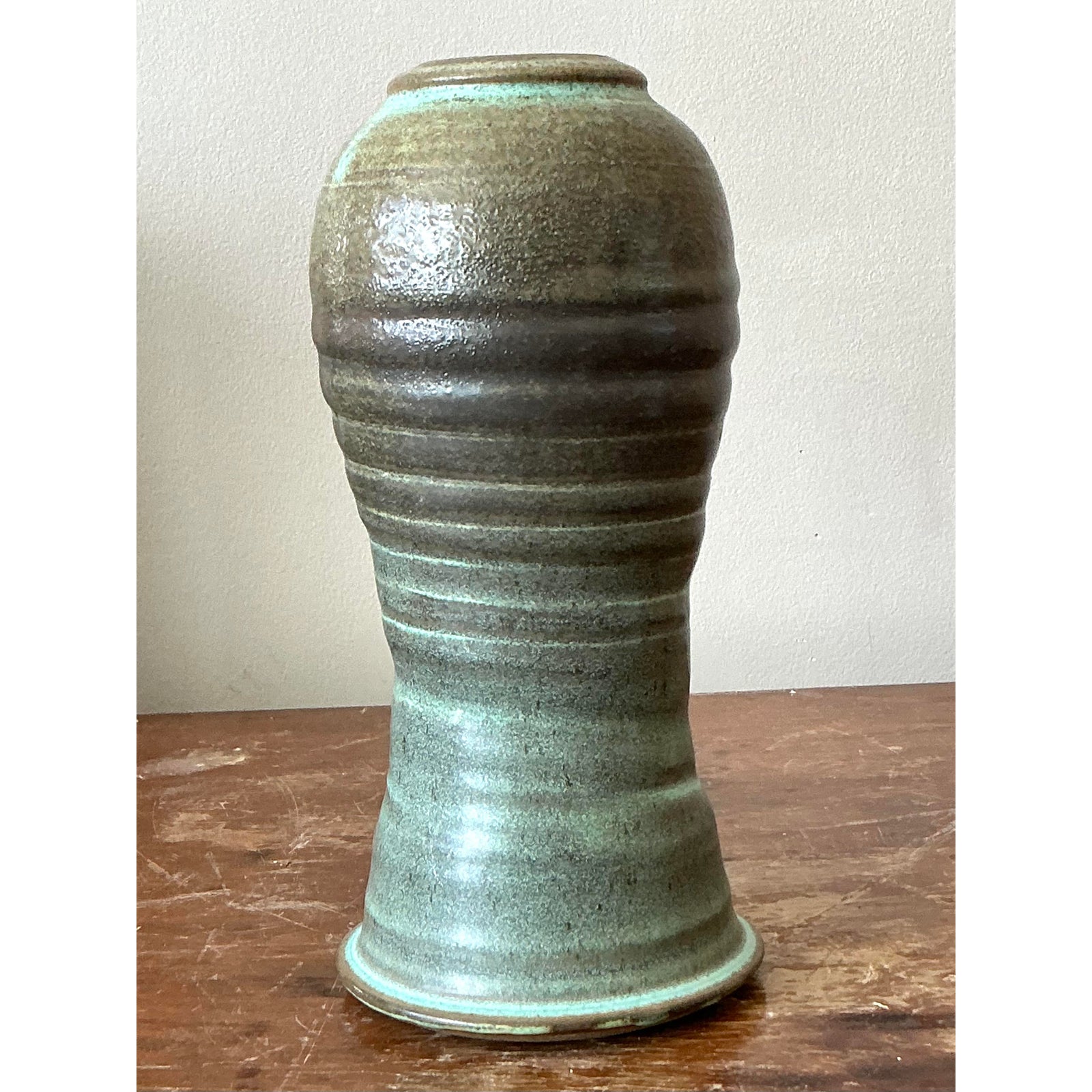 Vintage Boho Studio Pottery Vase - Ceramic, 5W x 10H - Detail view