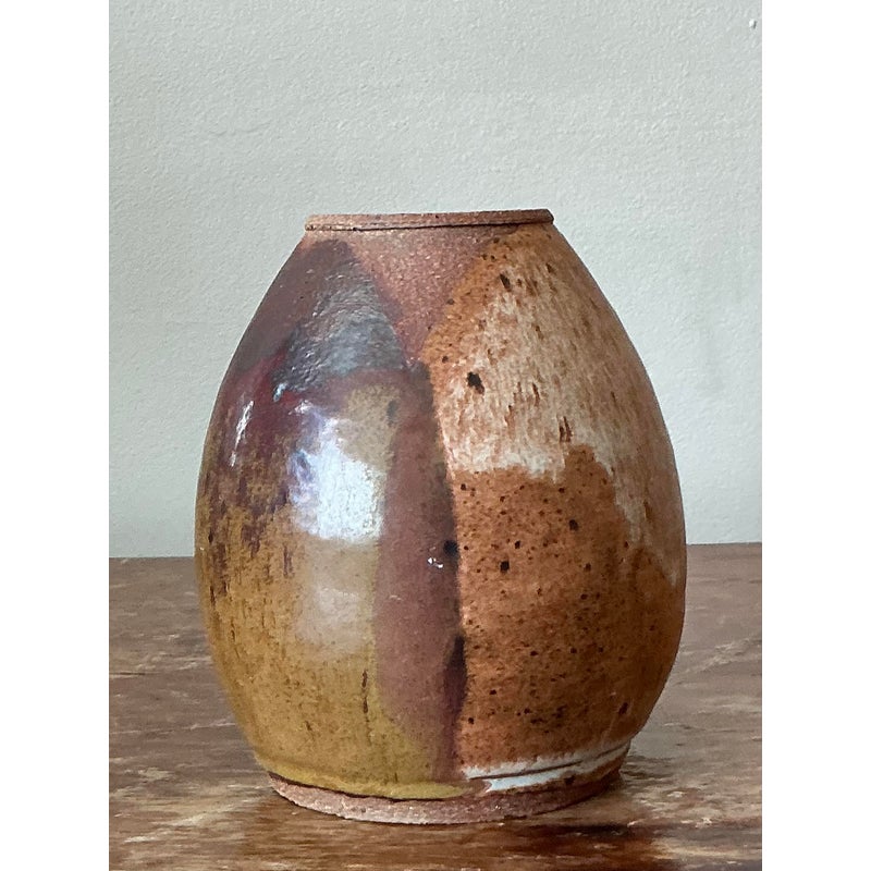 Vintage Boho Studio Pottery Vase - Back view