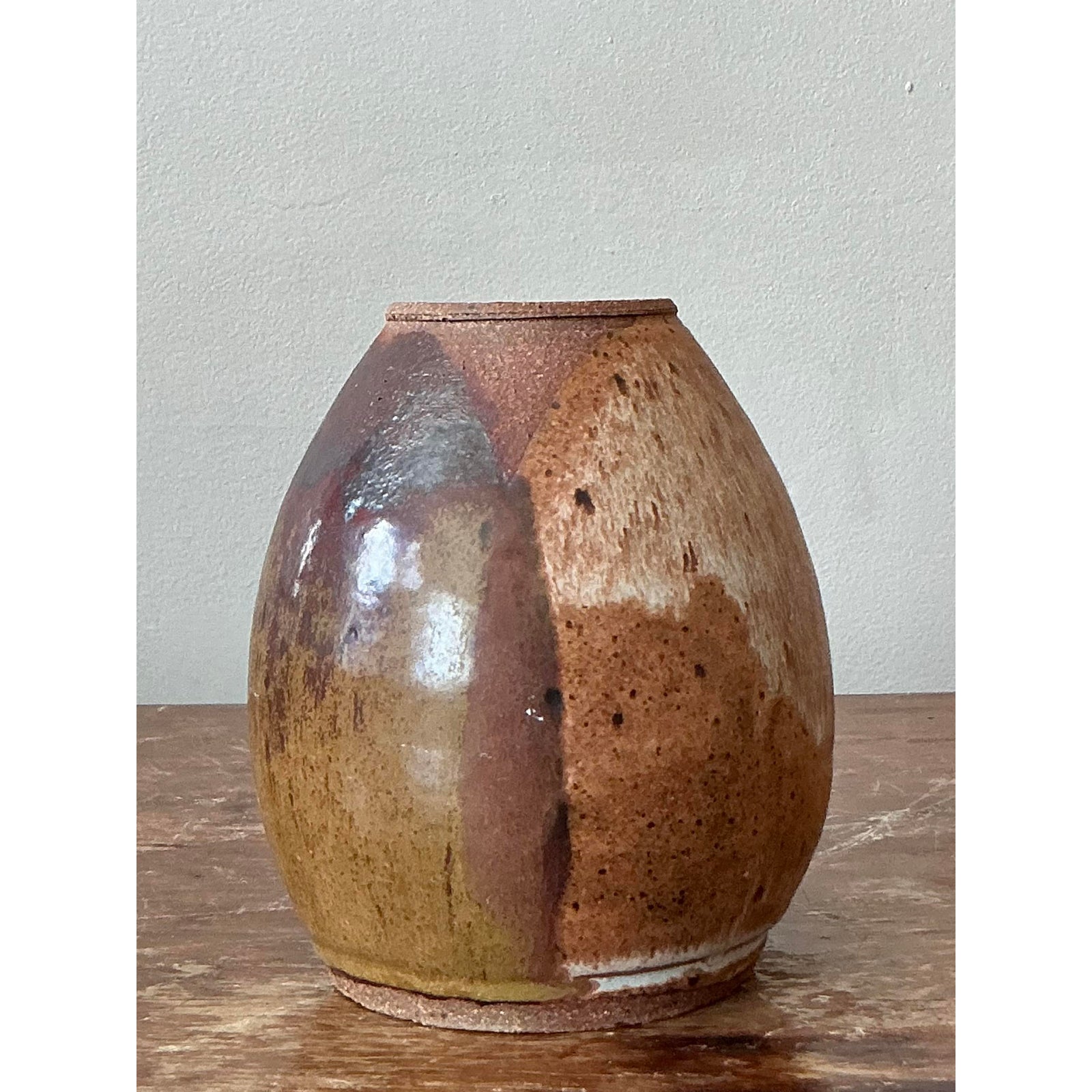 Vintage Boho Studio Pottery Vase - Top view