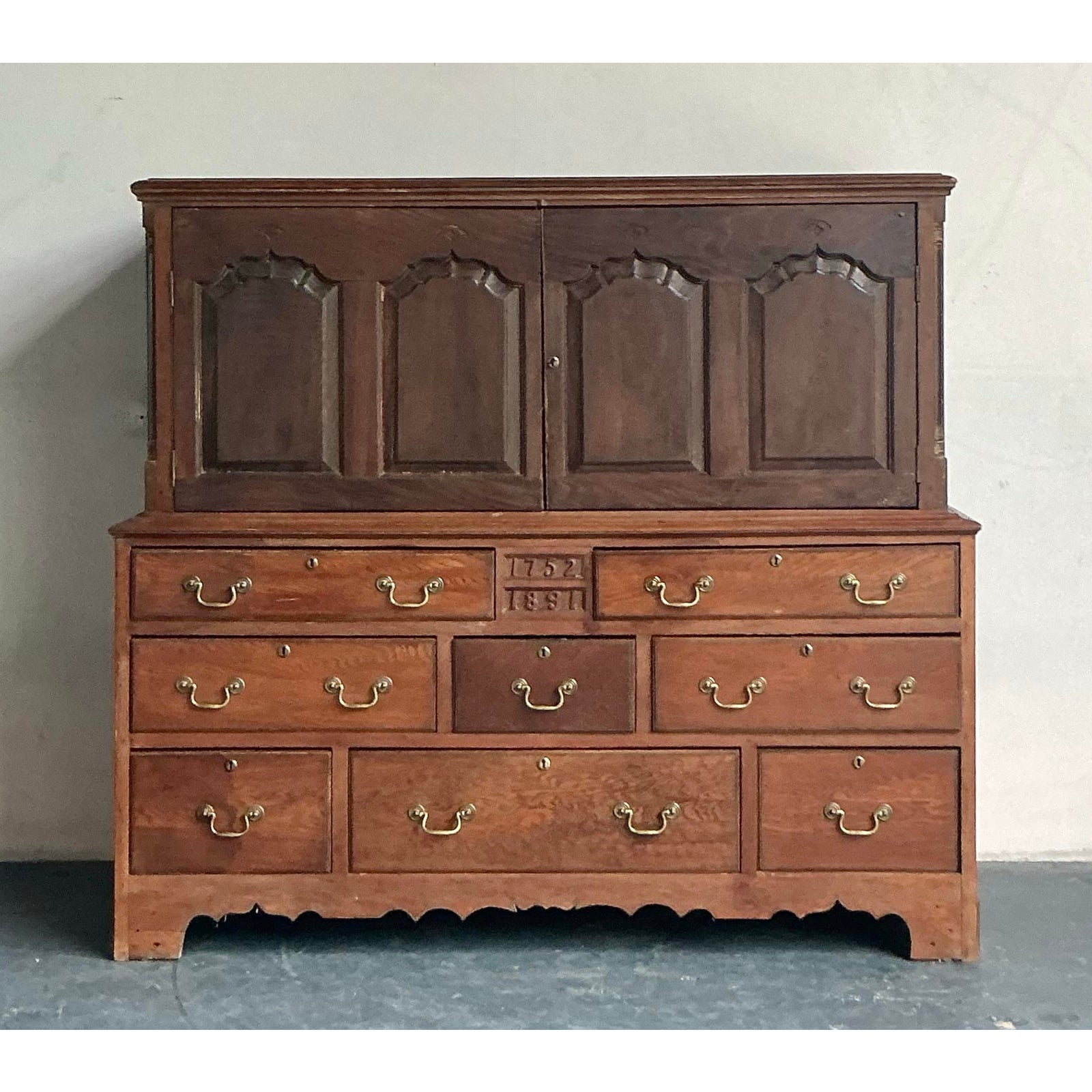 Vintage Boho Hand Crafted 18th Century Cabinet - Side view