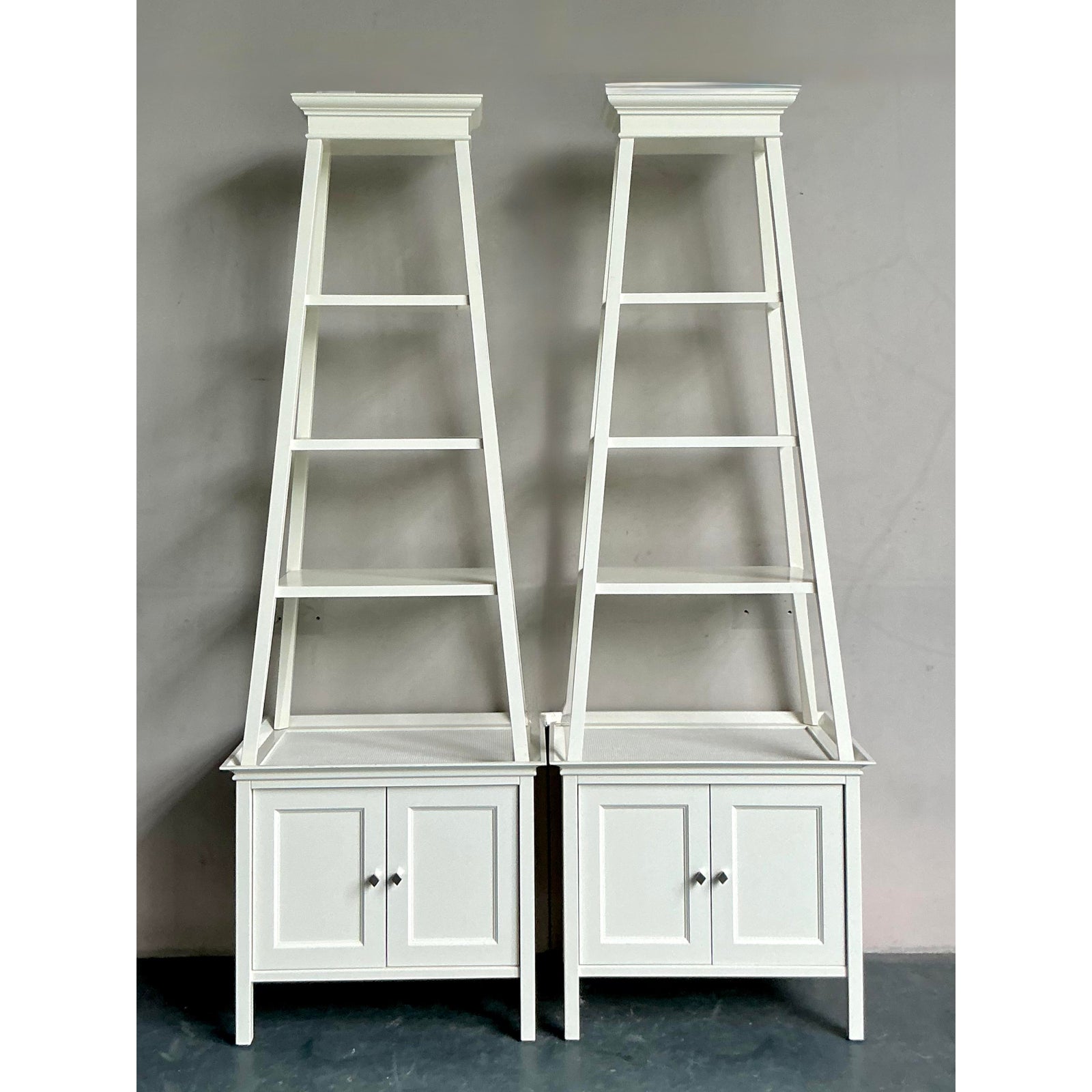 Vintage Regency Lacquered Stacked Etagere - A Pair - Side view
