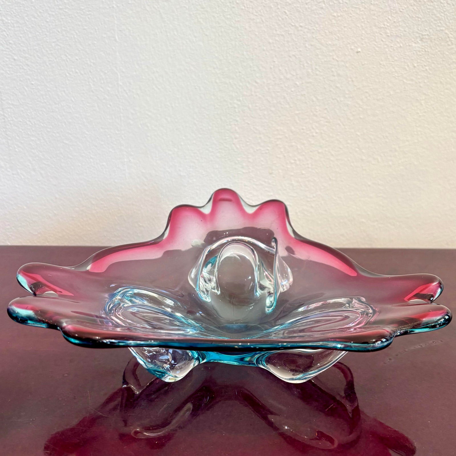 Vintage Boho Art Glass Dish After Murano - Detail view