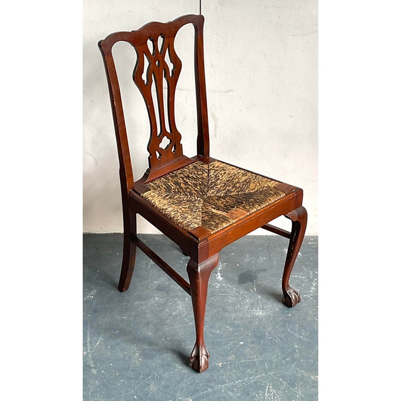 Step back in time with this elegant vintage side chair, a distinguished piece that captures the refined essence of Regency...Traditional Vintage Regency Claw and Ball Rush Seat Side Chair For Sale - Image 3 of 6Vintage Regency Claw and Ball Rush Seat Side Chair For Sale - Image 4 of 6Mid 20th Century Vintage Regency Claw and Ball Rush Seat Side Chair For Sale - Image 5 of 6Vintage Regency Claw and Ball Rush Seat Side Chair For Sale In West Palm - Image 6 of 6 Or save it to favorites and we'll tell you if this item goes on sale!  Vintage Regency Claw and Ball Rush Seat Side Chair For SaleStep back in time with this elegant vintage side chair, a distinguished piece that captures the refined essence of Regency...Traditional Vintage Regency Claw and Ball Rush Seat Side Chair For Sale - Image 3 of 6Vintage Regency Claw and Ball Rush Seat Side Chair For Sale - Image 4 of 6Mid 20th Century Vintage Regency Claw and Ball Rush Seat Side Chair For Sale - Image 5 of 6Vintage Regency Claw and Ball Rush Seat Side Chair For Sale In West Palm - Image 6 of 6Vintage Regency Claw and Ball Rush Seat Side Chair For Sale Vintage Regency Claw and Ball Rush Seat Side Chair - Side view